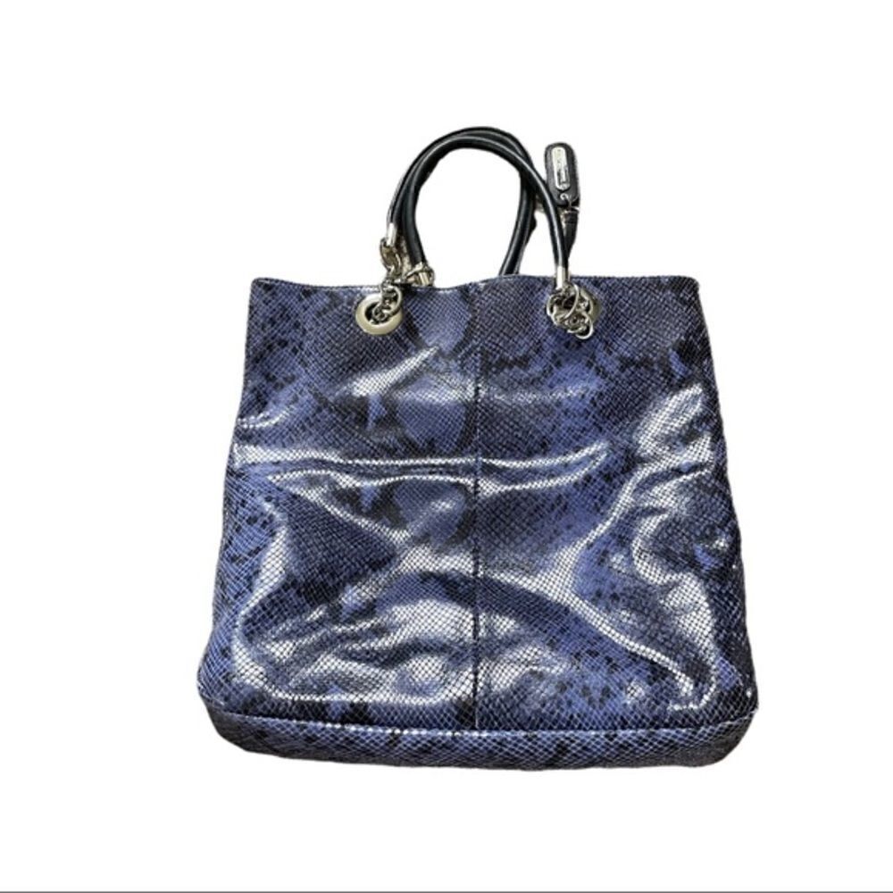 Cynthia Rowley Python Snake Leather Embossed Chain Link oversized Tote. - Picture 2 of 8
